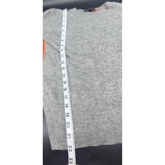 J. CREW Women’s Gray Orange Wool Cashmere Elbow Patch Crew Neck Sweater Sz M - Picture 10 of 10